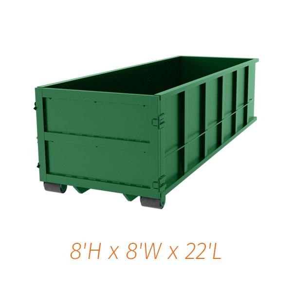 our forty yard dumpsters can be used for construction debris, household waste, and yard waste